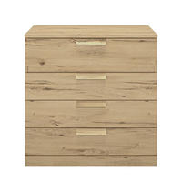 KOMMODE 4 Schubladen Cyrus - Französische Herstellung - 81/45/81 cm - Nussbaumfarben, Holzwerkstoff (45/81/81cm) - Calicosy