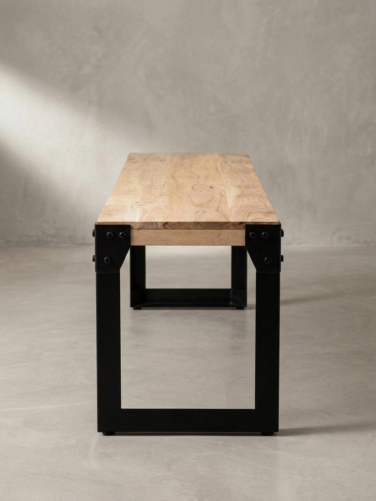 ESSZIMMERBANK Massivholz Metall ohne Lehne, Akazie 160x40x45 cm - Schwarz/Braun, Holz/Metall (160/45/40cm) - KADIMA DESIGN