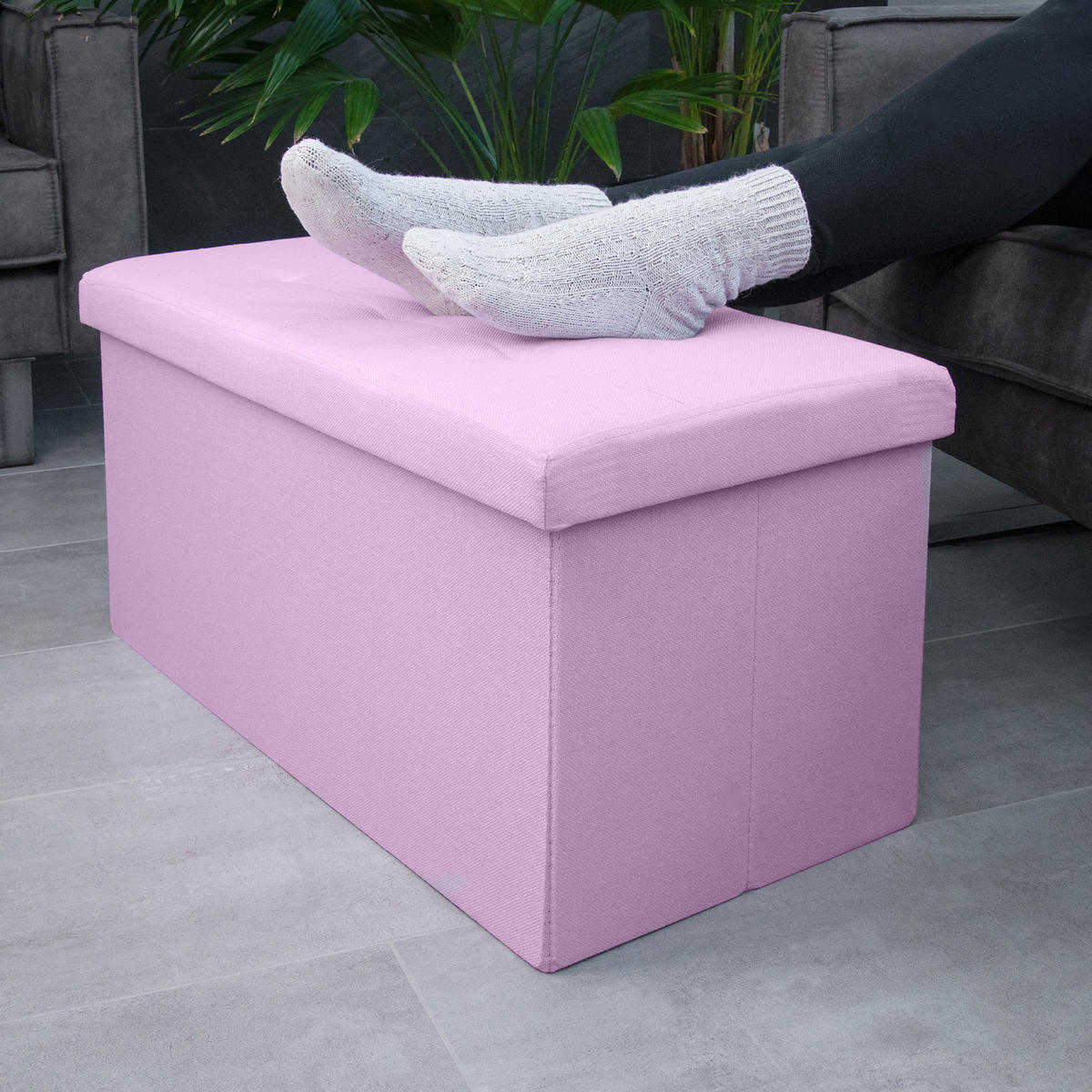 SITZTRUHE Faltbar 76/38/38 cm (Rosa) - Rosa, Textil (38/38/76cm) - Intirilife