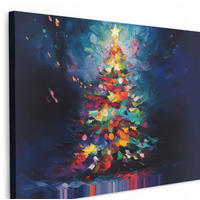 LEINWANDBILD Weihnachtsbaum - Weihnachten - Abstrakt - Farbenfroh Wanddeko 90x60 cm - Multicolor, Textil (90/60cm) - MuchoWow
