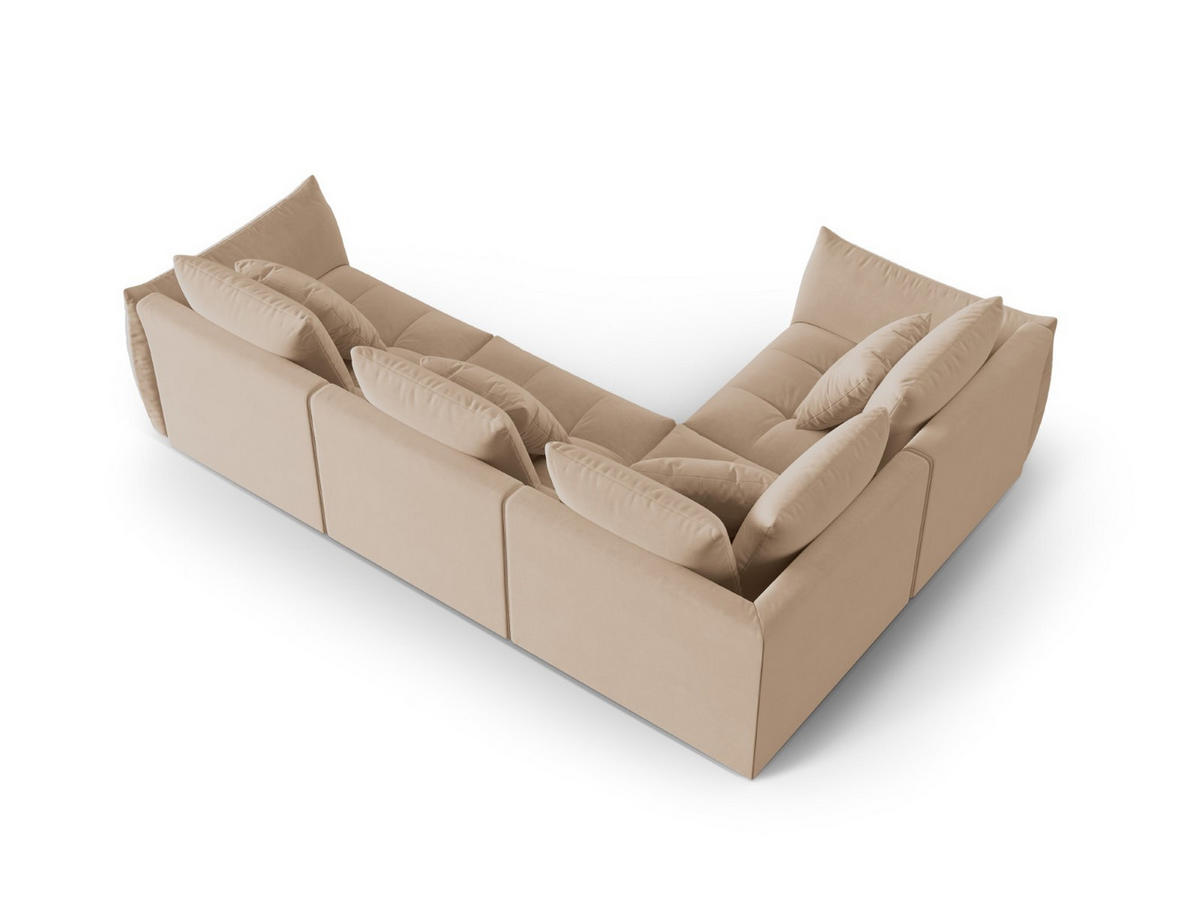 ECKSOFA modular links Bloom aus Samt sandfarben 3 Sitzplätze - Sandfarben, Textil (216/316cm) - Micadoni