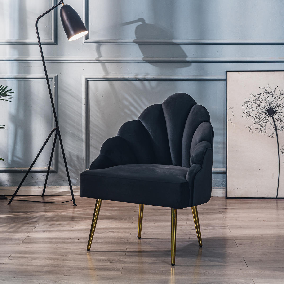 SESSEL Samt Schwarz - Schwarz, Textil (63/89/60cm) - Nordlys