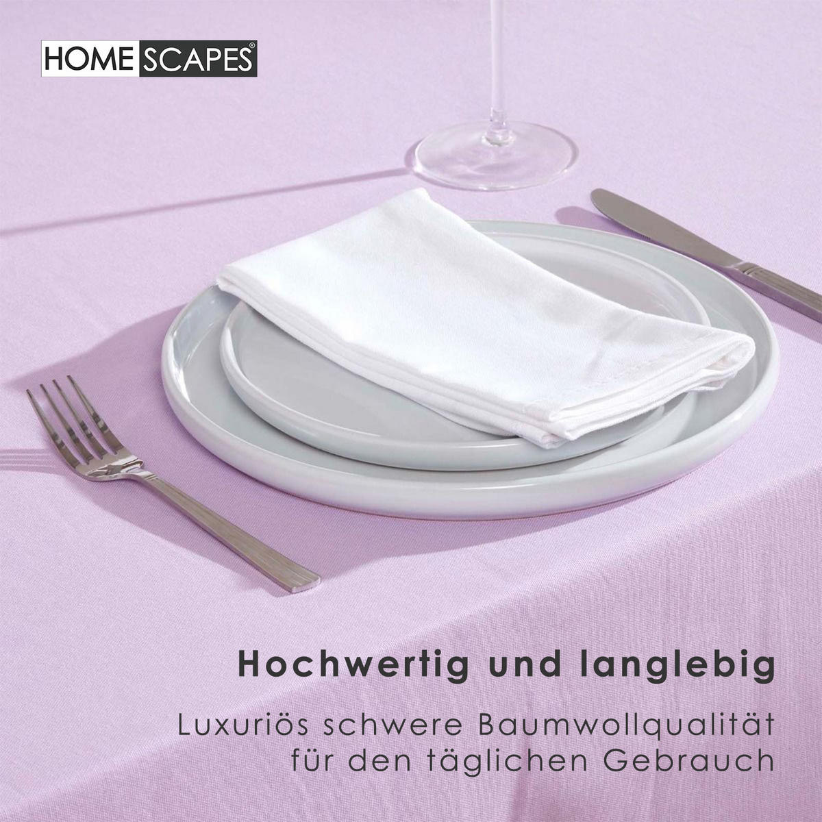 TISCHDECKE flieder rund 178 cm, 100% Baumwolle - Flieder, Textil (178/178cm) - Homescapes