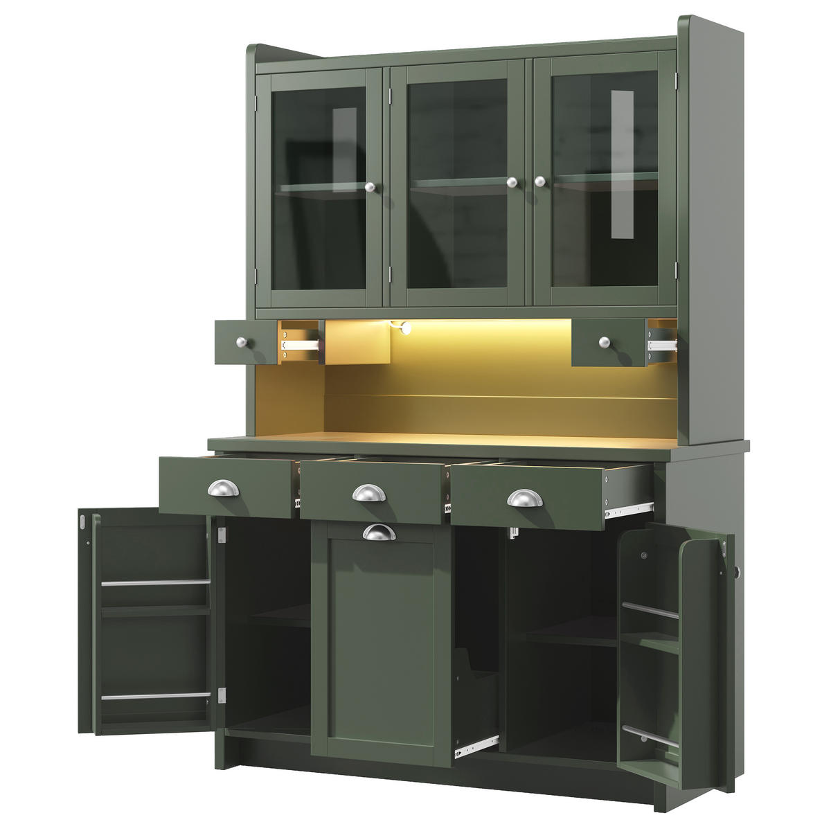 BUFFETSCHRANK Retro Grün 120/40/180 cm - Grün, Holz (120/180/40cm) - PANGIVO