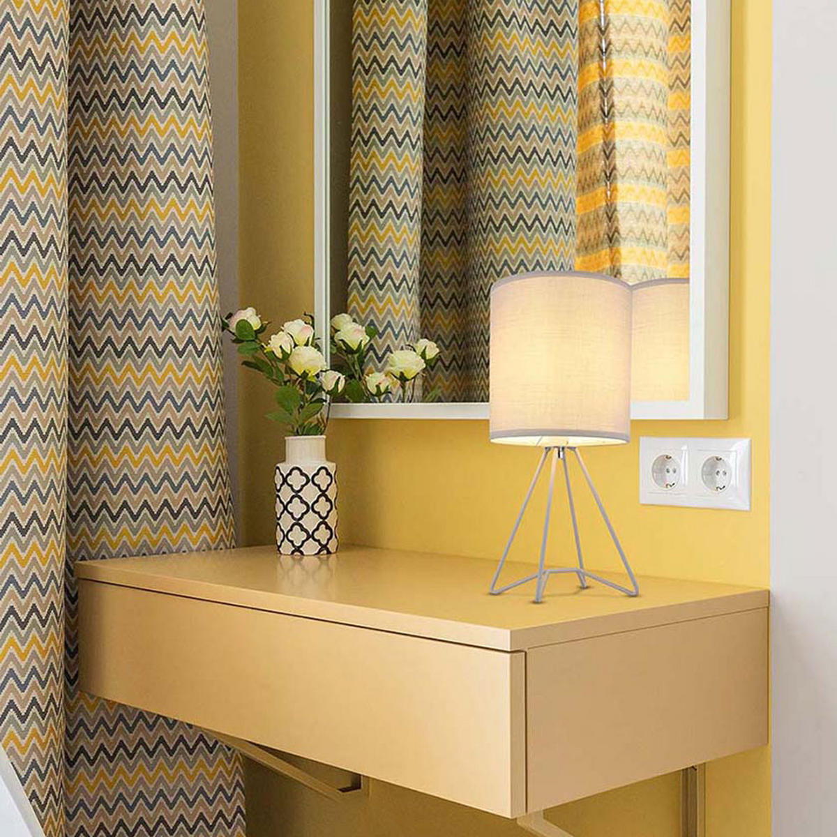 TISCHLEUCHTE TAMIAN Metall Grau - Grau, Metall (16/16/34.5cm) - Globo Lighting