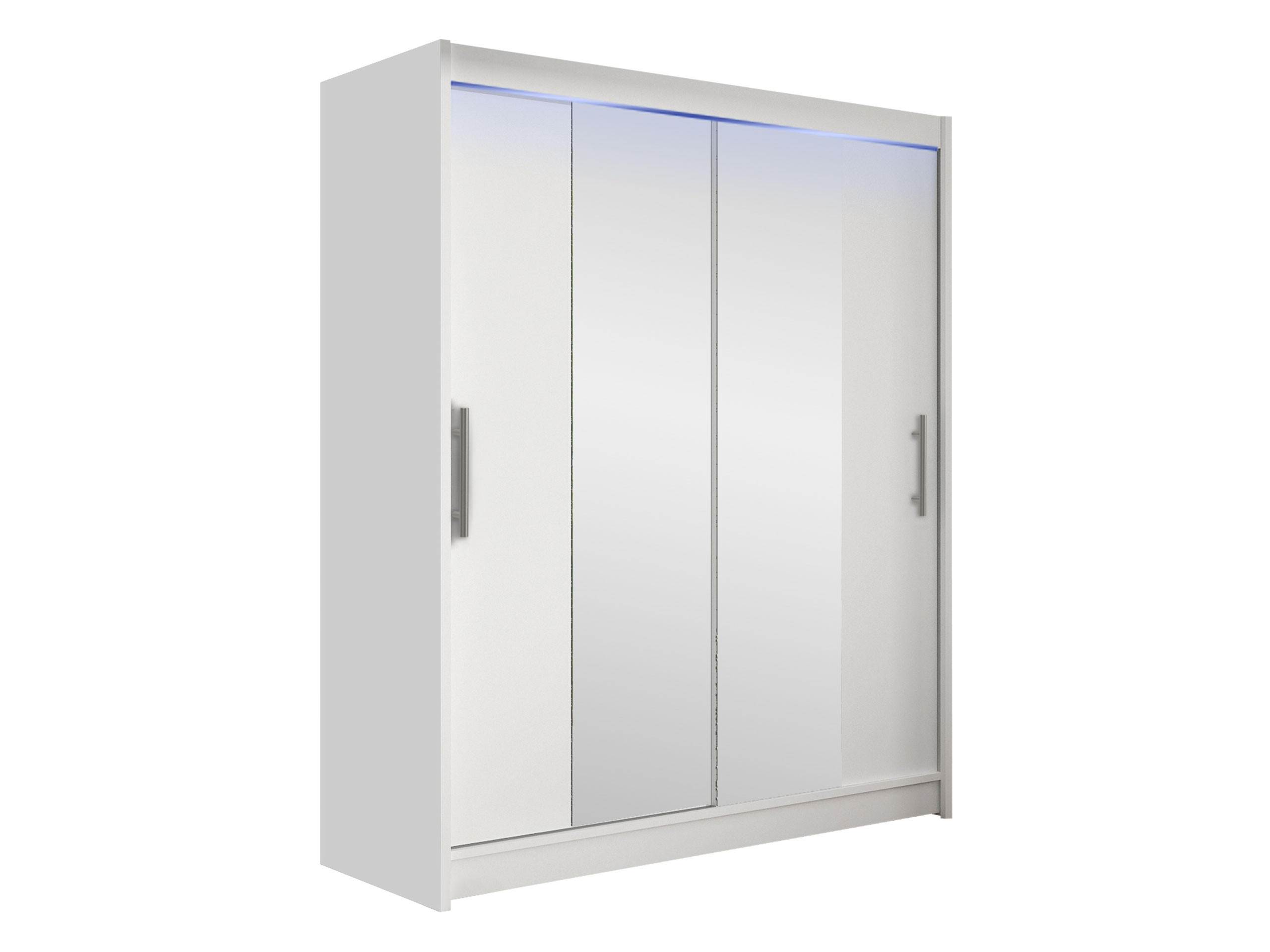 SCHWEBETÜRENSCHRANK Westa II, mit RGB LED Beleuchtung - Silberfarben/Weiß, Holzwerkstoff/Metall (150/200/58cm) - MIRJAN24