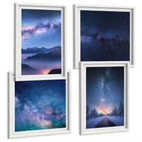 BILDER SET 4er Set - 50x50 cm & 40x60 cm Weißer Rahmen - Nachthimmel, Berge, Winter, Weltraum - Weiß, Kunststoff (50/50cm) - TULUP