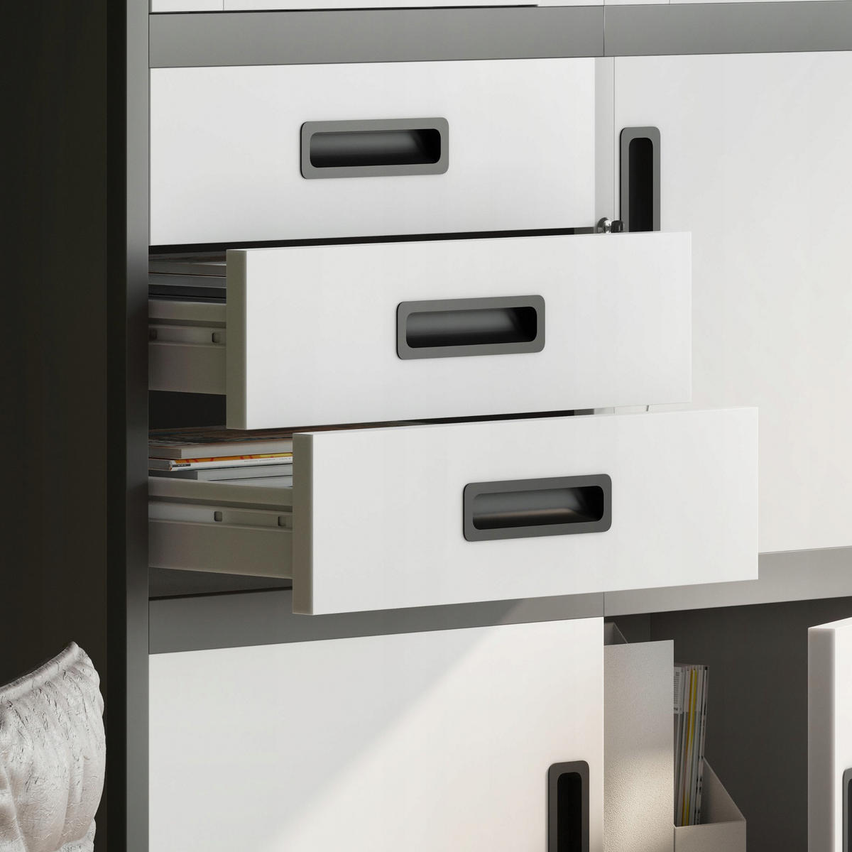 AKTENSCHRANK FILIP - Anthrazit/Weiß, Metall (90/185/40cm) - Jan Nowak