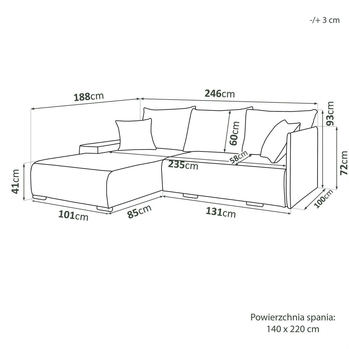 ECKSOFA LAVIO L mit Schlaffunktion und Bettzeugkasten Linke - Grau, Textil (246/188cm) - Lookway