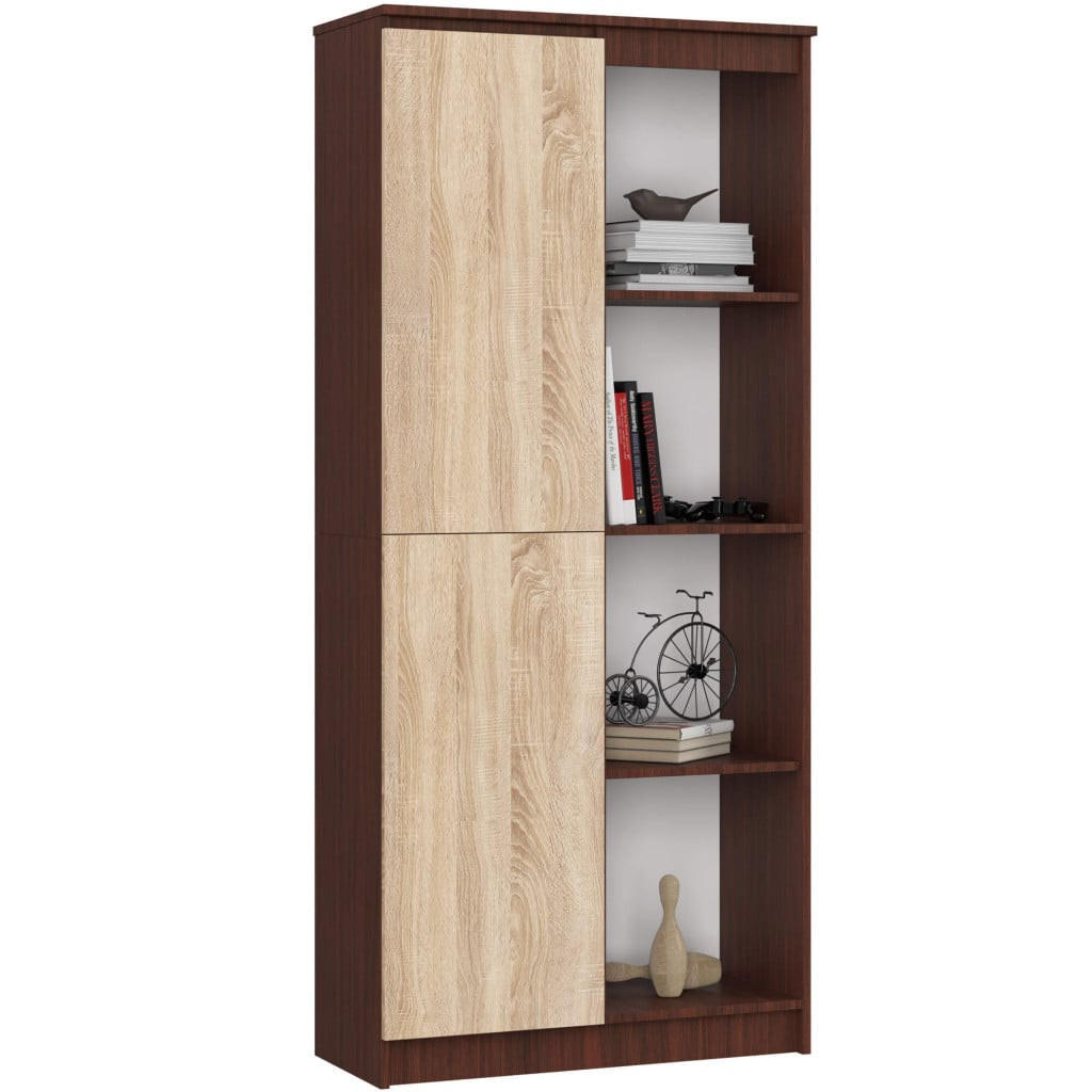 STANDREGAL Dunkelbraun, Eiche Sonoma 180/80/35 - Dunkelbraun, Holzwerkstoff (80/180/35cm) - RAUMHIRSCH FURNITURE