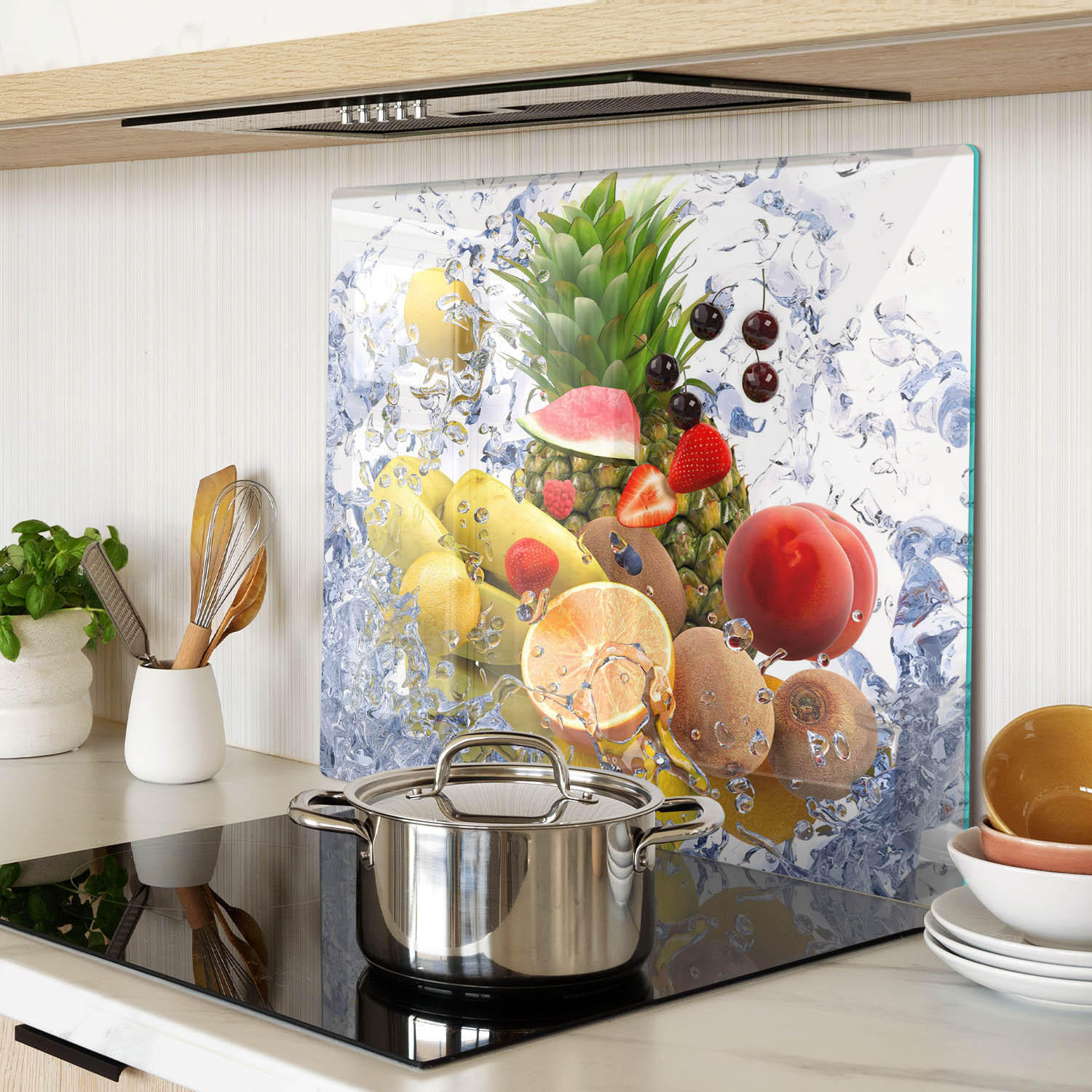 GLASPLATTE 60x52 cm Obst und Wasser - Multicolor, Glas (60/0.4/52cm) - TULUP