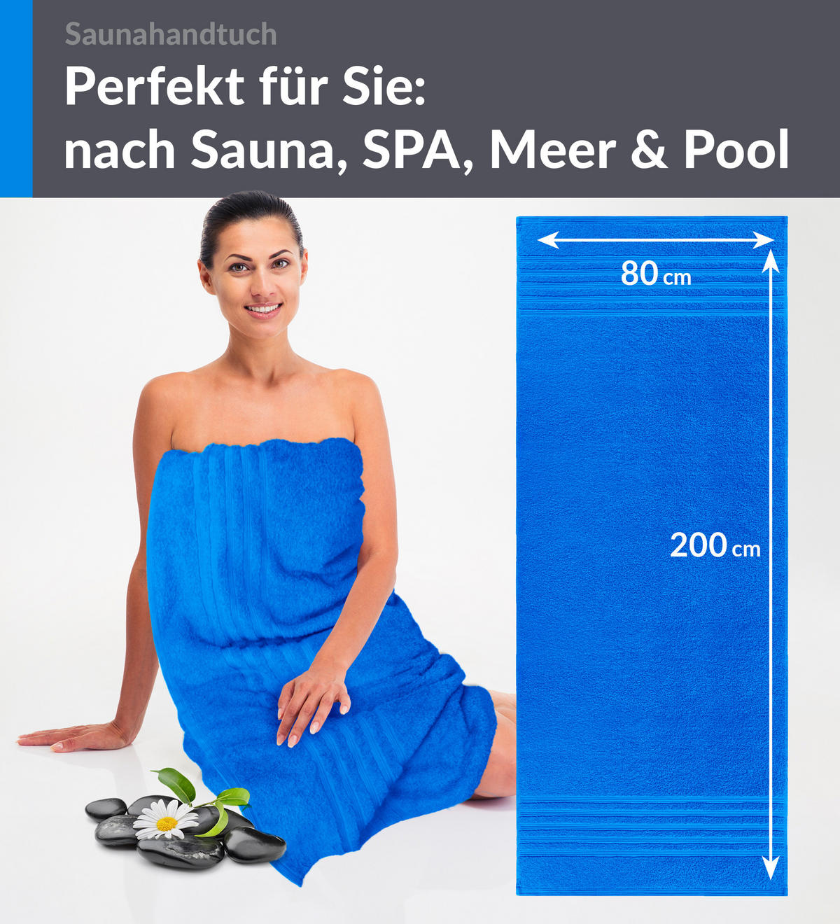 SAUNATUCH 80x200 cm 2er Set London Karibik Blau - Hellblau, Textil (80/200cm) - Lashuma