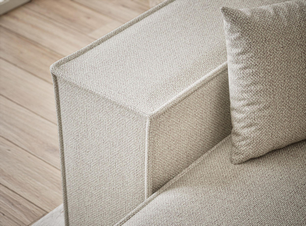 ECKSOFA MIT SCHLAFFUNKTION Zaya Beige Webstoff - Schwarz/Grau, Holz/Holzwerkstoff (255/148cm) - Maison de Reve