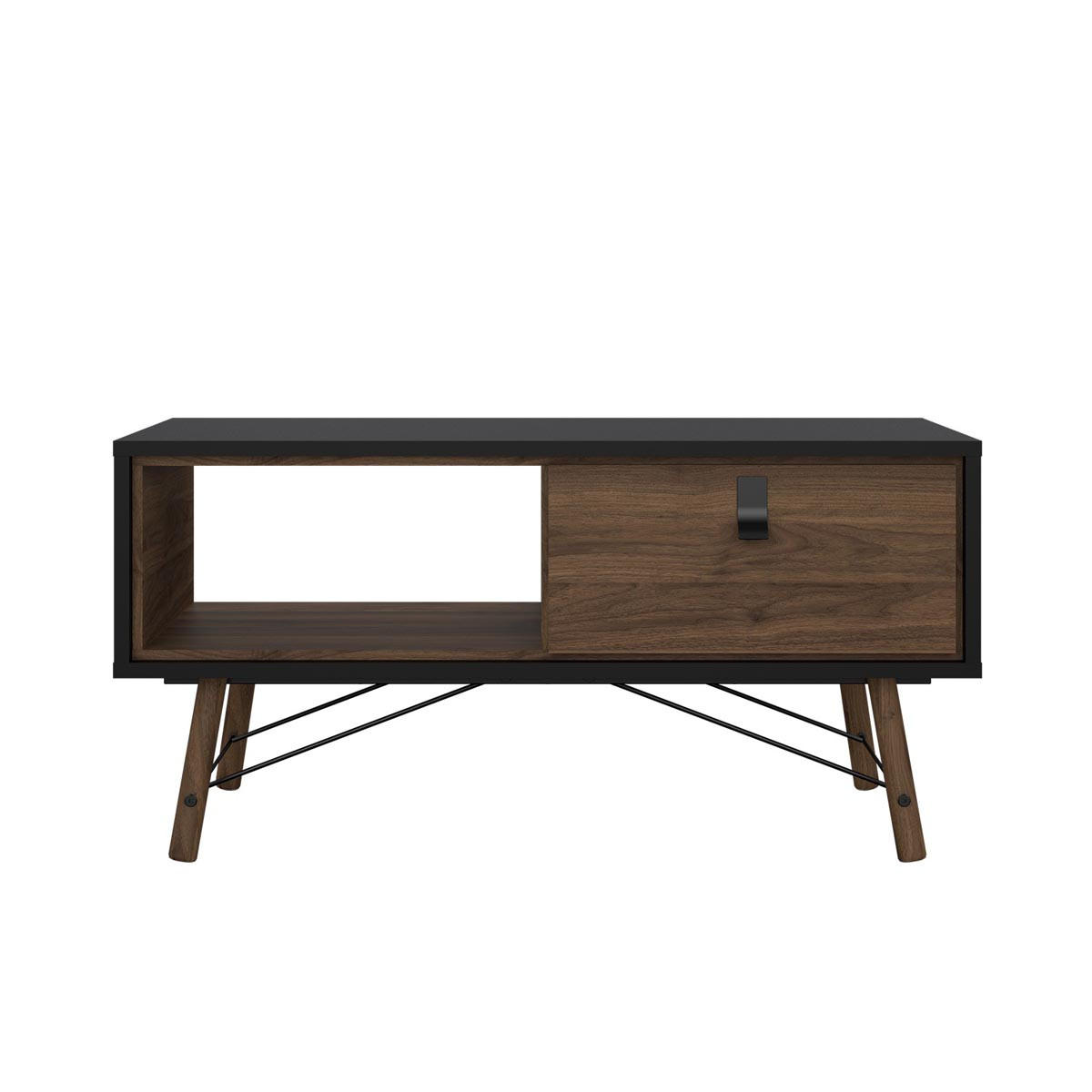 COUCHTISCH wallnuss Dekor - Schwarz, Holzwerkstoff (48/102/50cm) - ebuy24