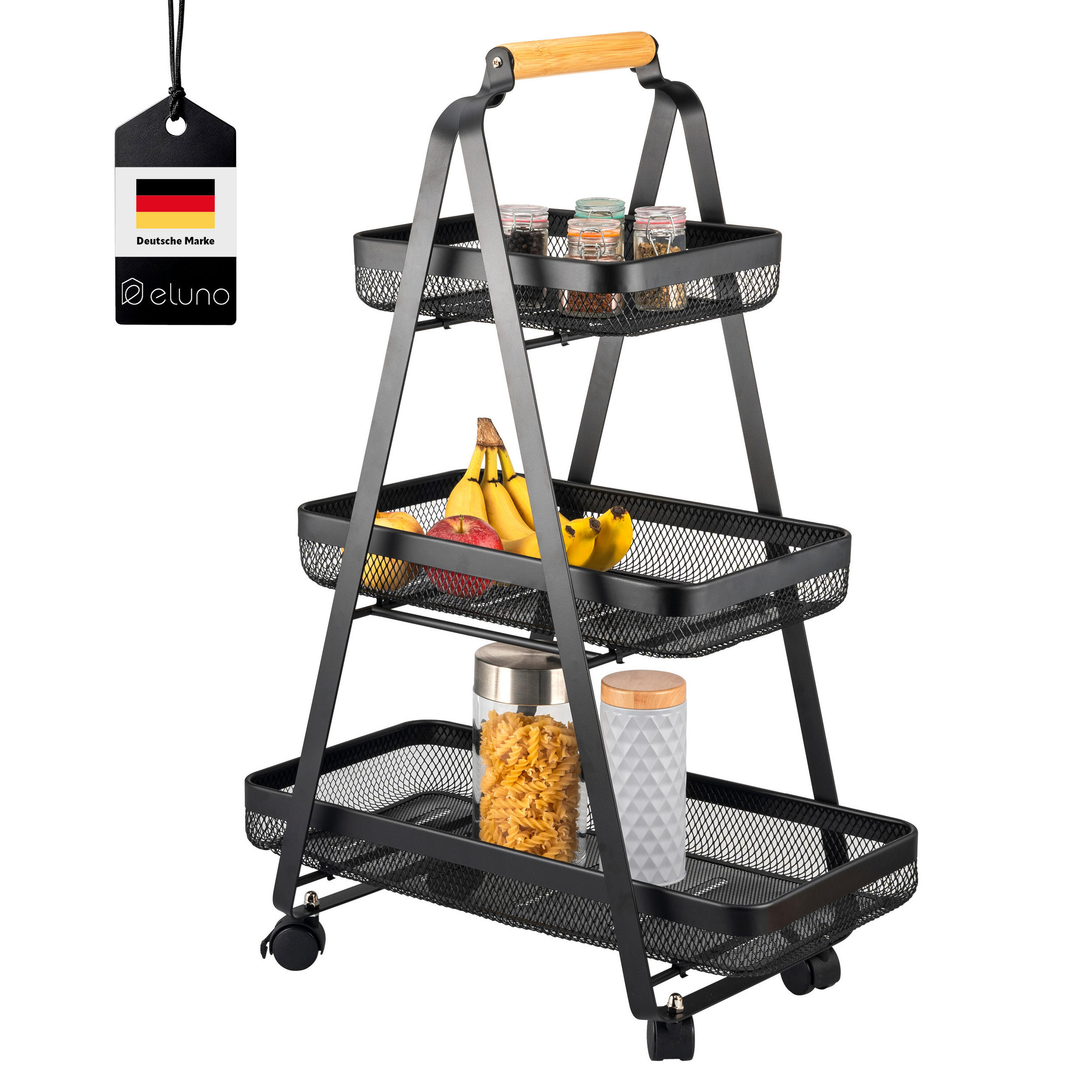 SERVIERWAGEN, schwarz, Metall - Schwarz, Metall (57/38/6.5cm) - eluno