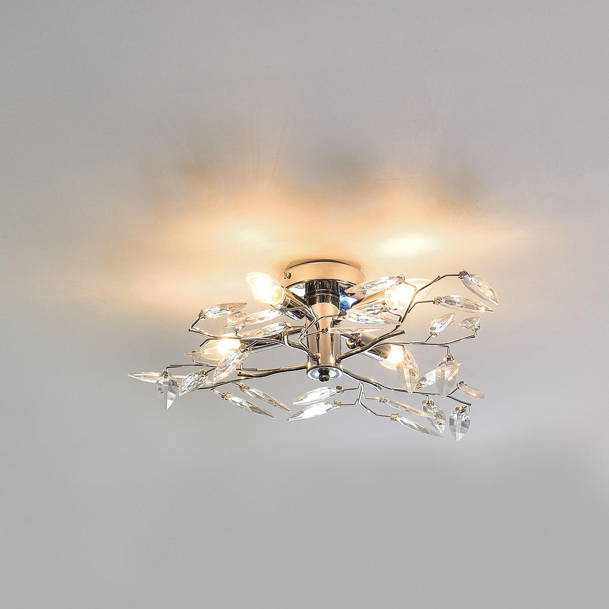 DECKENLEUCHTE Kira - Chromfarben/Silberfarben, Metall (47.5/47.5/15cm) - lux.pro