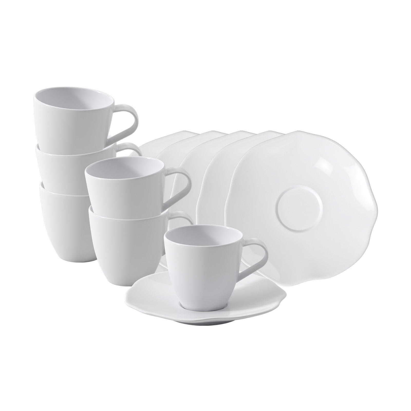 ESPRESSOTASSEN MIT UNTERTASSEN Pura weiß 50 ml 6er Set - Weiß, Keramik (0.05L) - Villeroy & Boch