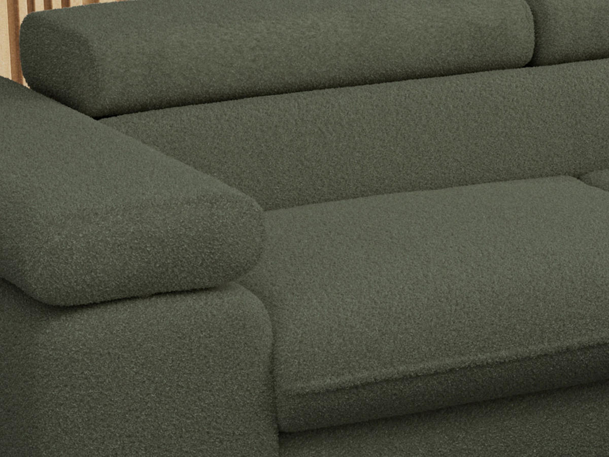 ECKSOFA PETER L Grün Boucle - Rechts Seite - Schwarz/Grün, Textil/Metall (273/208cm) - MKS