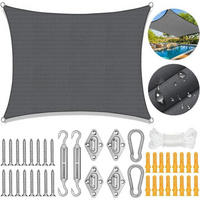SONNENSEGEL 3 x 4 m Rechteckig Wasserdicht Grau Set - Grau, Textil (20/20cm)
