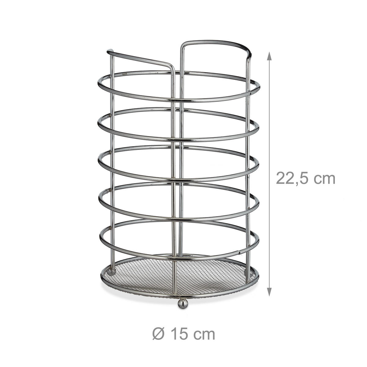 KÜCHENUTENSILIENHALTER - Silberfarben, Metall (15/22.5/15cm) - Relaxdays