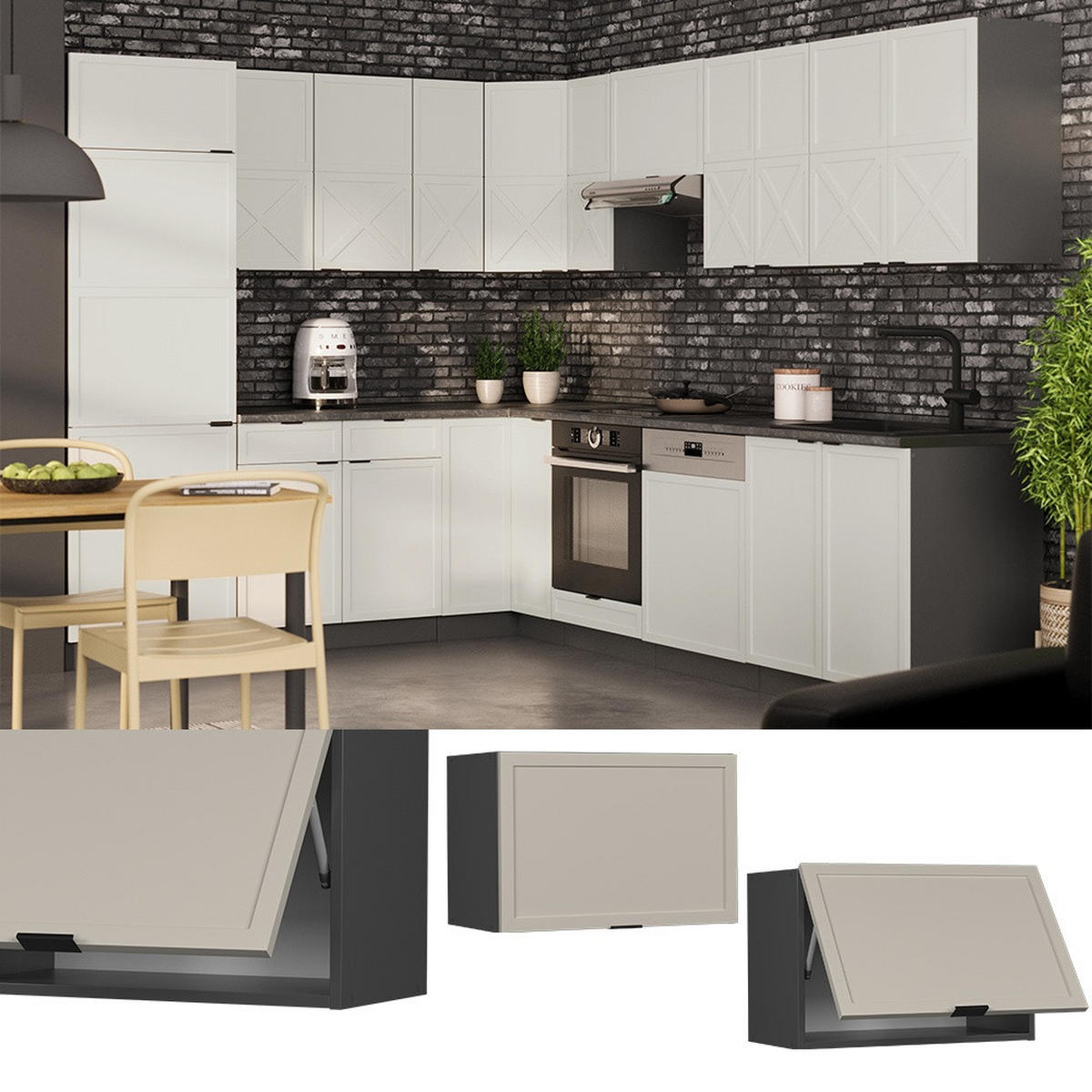 HÄNGESCHRANK Fame-Line GrauBeige 60 cm Flach - Anthrazit/Grau, Holzwerkstoff (60/40/34.1cm) - Vicco