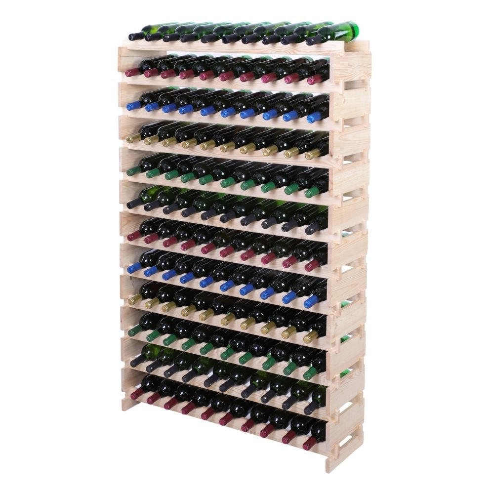 WEINREGAL VINOTECA FLEX PRO HxBxT 163x103x28cm 120 Flaschen auf 12 Ebenen Natur unbehandelt - Naturfarben, Holz (103/163/28cm) - PROREGAL