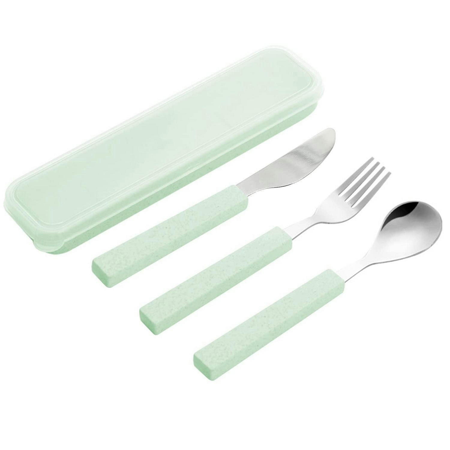 KINDERBESTECK Set 3-teilig Edelstahl mit Reisekoffer Grün - Grün, Metall