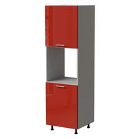 BACKOFENUMBAUSCHRANK Brerra D14/RU/2D RAL 3002 karminrot Hochglanz / Grau Matt 60 / 59 / 207cm - Rot/Grau, Holz/Holzwerkstoff (60/207/59cm) - Feldmann-Wohnen