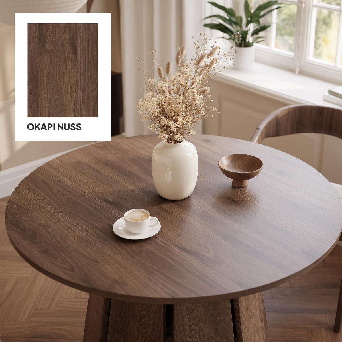 ESSTISCH VERDA 100/76 cm Okapi-Nussbaum - Nussbaumfarben, Holzwerkstoff (100/100/76cm) - Idohome