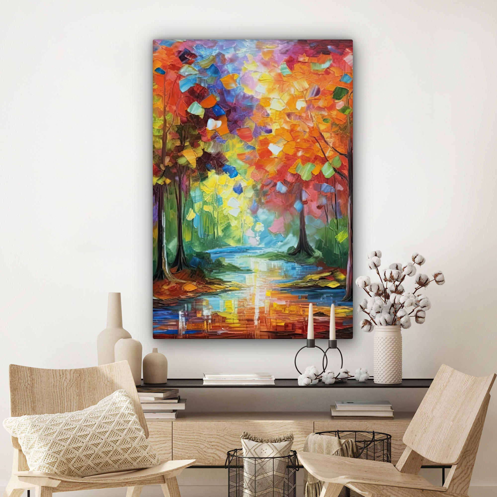 LEINWANDBILD Landschaft - Wald - Farben - Natur 80x120 cm - Multicolor, Textil (80/120cm) - MuchoWow