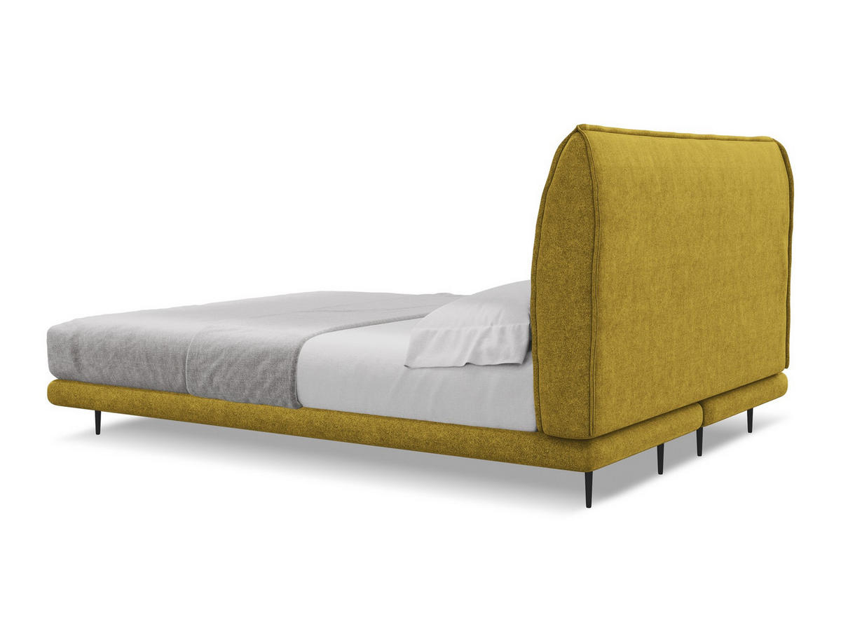 POLSTERBETT Doppelbett mit Matratze Bouclé Stoff Gelb - Currygelb/Gelb, Textil/Metall (140/200cm) - Makamii