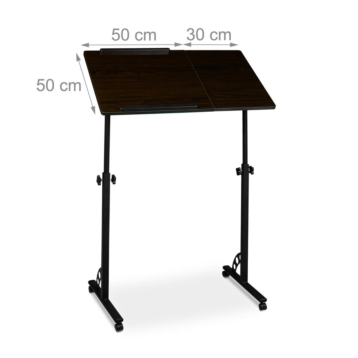 STOLIĆ Crni podesiv po visini - crna, drvni materijal/metal (50/80/110cm) - Relaxdays