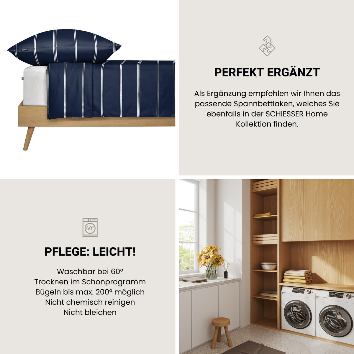 BETTWÄSCHESET Matteo - Renforcé - 2-teilig - 135 x 200 cm - Dunkelblau - Dunkelblau, Textil (135/200cm) - SCHIESSER