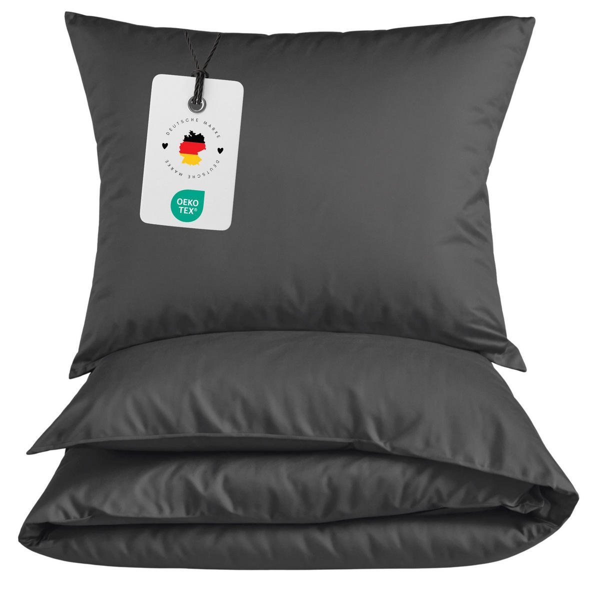 BETTWÄSCHE 135x200 Renforce Bettbezug aus 100% Baumwolle - Anthrazit einfarbig - Anthrazit, Textil (135/200cm) - Carpe Sonno