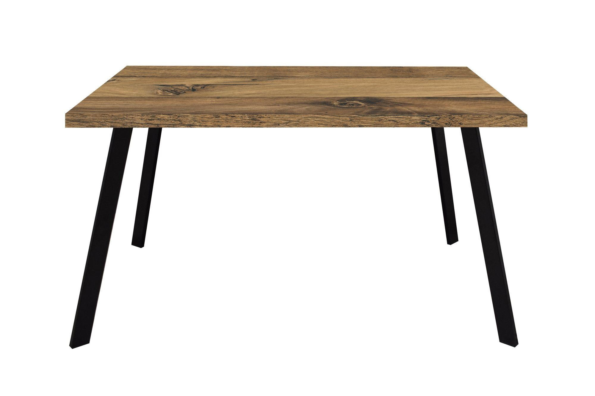 ESSZIMMERTISCH rechteckig Ediva 1 180 x 90 x 75 Esstisch Schwarz/Plankeneiche - Naturfarben, Metall (180/90/75cm) - 58aufmkessel