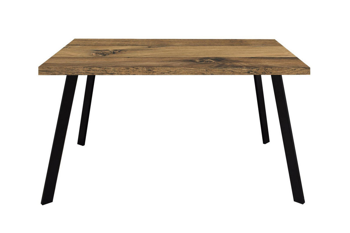 ESSZIMMERTISCH rechteckig Ediva 1 140 x 90 x 75 Esstisch Schwarz/Plankeneiche - Naturfarben, Metall (140/90/75cm) - 58aufmkessel