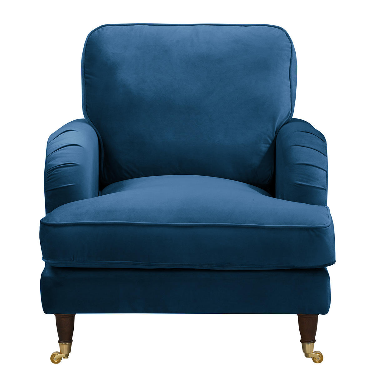 POLSTERGARNITUR (3-2-1) - Samt - Dunkelblau, Textil (211/85/96cm) - home24