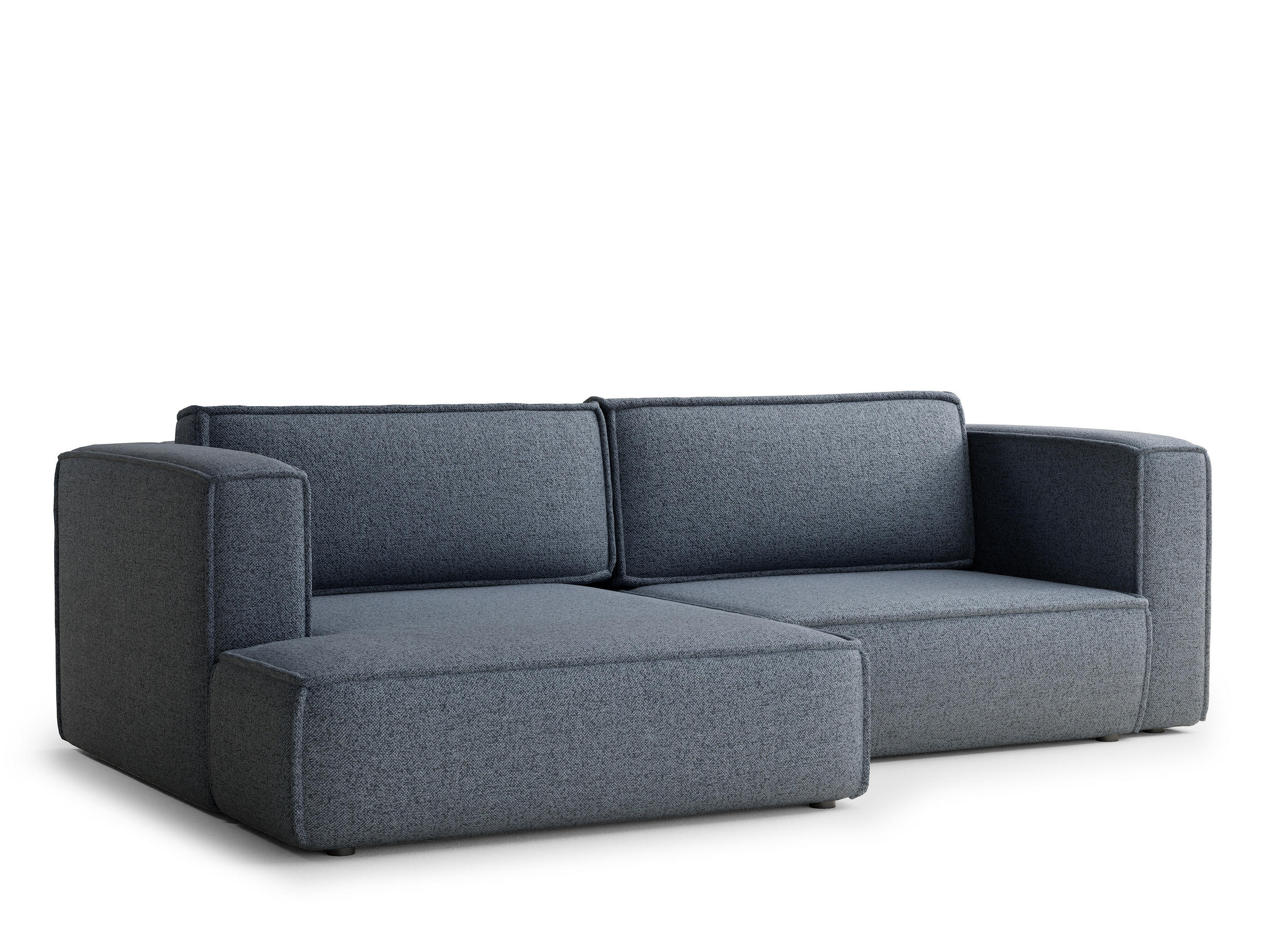 ECKSOFA MIT SCHLAFFUNKTION Velto Blau Grau Webstoff - Blaugrau/Schwarz, Holz/Holzwerkstoff (152/250cm) - Maison de Reve