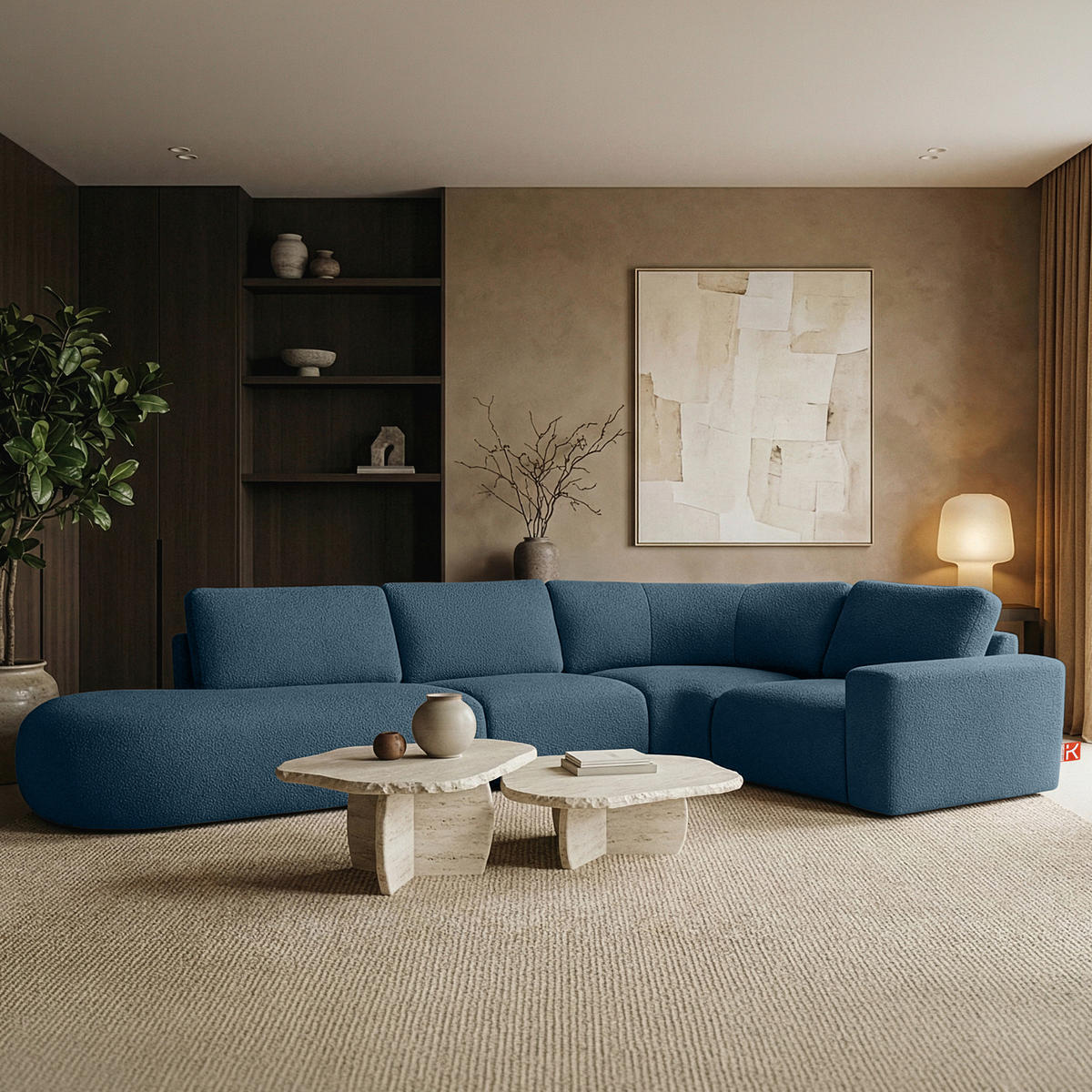 ECKSOFA LINKS ZUCCO, Dunkelblau - Dunkelblau, Holz/Holzwerkstoff (224/373cm) - KONSIMO®