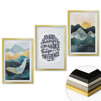 WANDBILDER 3er Set - 40x60 cm Goldrahmen - Abstrakte Berginspiration - Goldfarben, Kunststoff (40/60cm) - ArtPrintCave