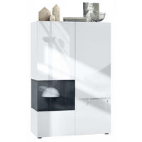 VITRINE Morena Einsatz in Schwarz Hochglanz - Schwarz Hochglanz, Holzwerkstoff (91.5/136.5/37cm) - Vladon