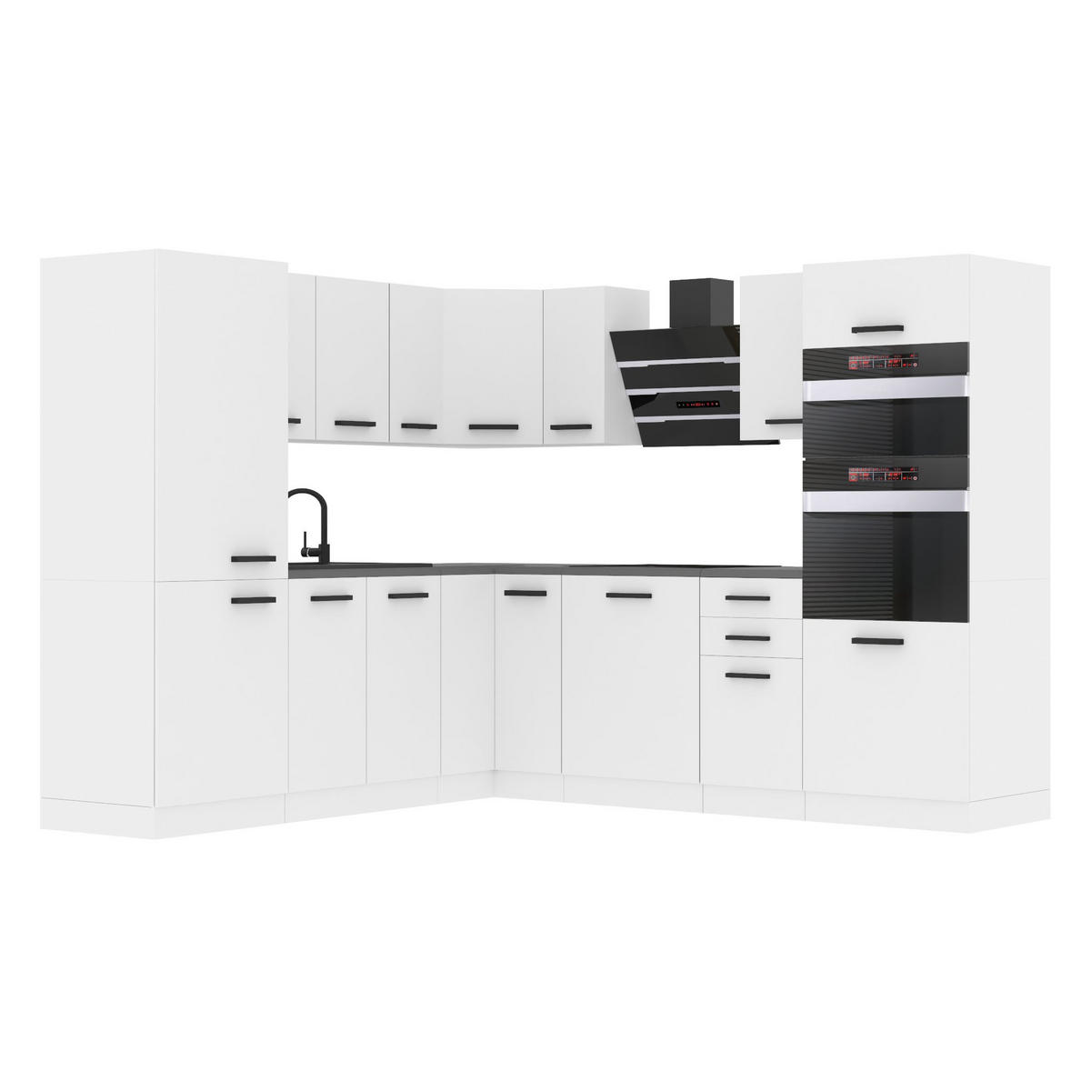 KÜCHE L-Form Stacy, ohne Arbeitsplatten, Weiß matt - Weiß, Holz (420/204/60cm) - B BELINI GROUP