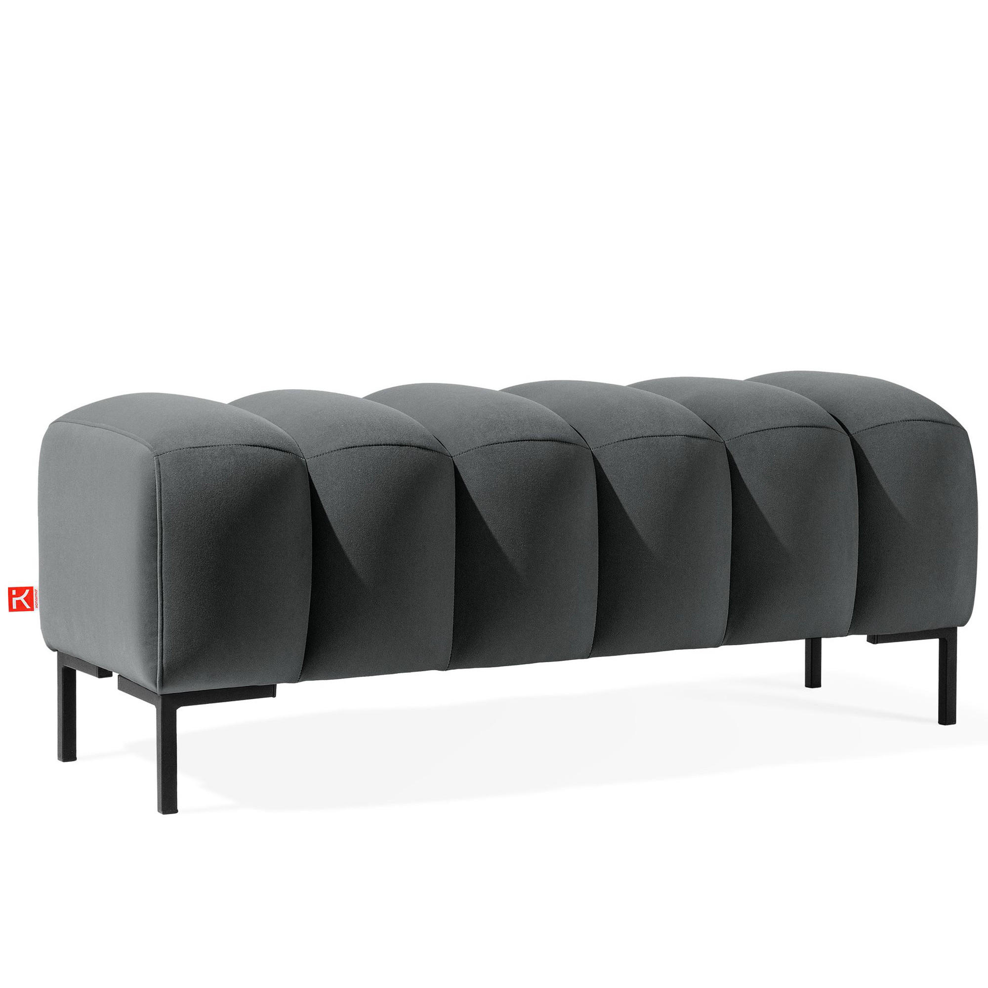 SITZHOCKER Polsterhocker PECCO, Veloursstoff - Hellgrau/Schwarz, Holz/Textil (120/50/50cm) - KONSIMO®