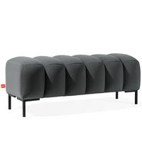 SITZHOCKER Polsterhocker PECCO, Veloursstoff - Hellgrau/Schwarz, Holz/Textil (120/50/50cm) - KONSIMO®