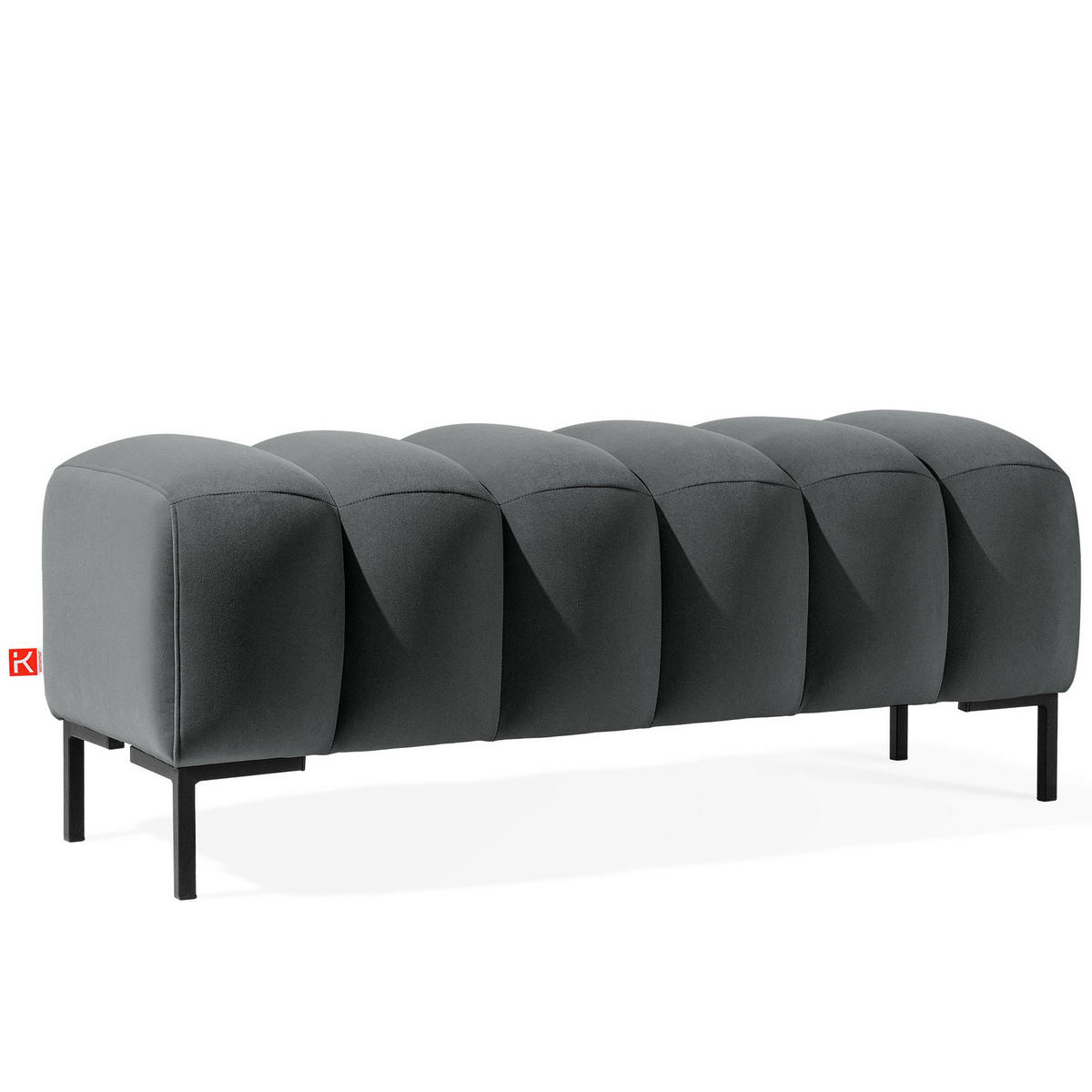 SITZHOCKER Polsterhocker PECCO, Veloursstoff - Hellgrau/Schwarz, Holz/Textil (120/50/50cm) - KONSIMO®