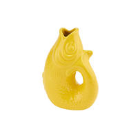 VASE Monsieur Carafon XS, Fisch-Form, Steingut, Tuscan Sun, 13 cm - Gelb, Keramik (13cm) - Gift Company