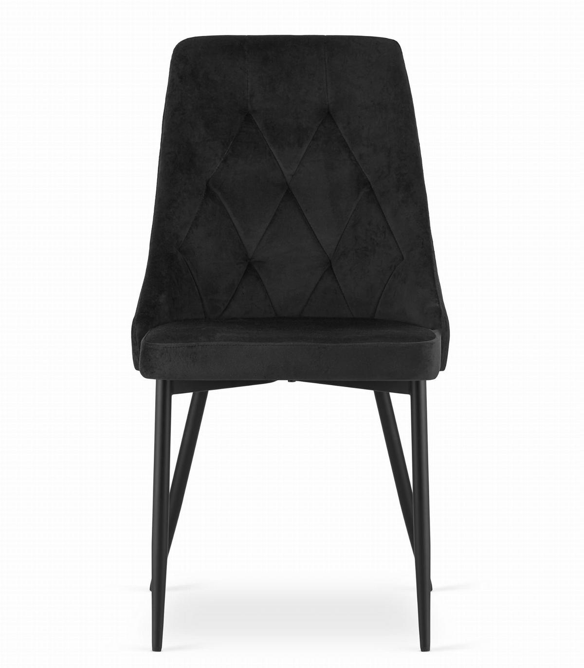 STUHL BRISIGHELLA 6-er Set, Schwarz, mit Samtstoff gepolstert - Schwarz, Textil/Metall (49/94/61cm) - Komodee