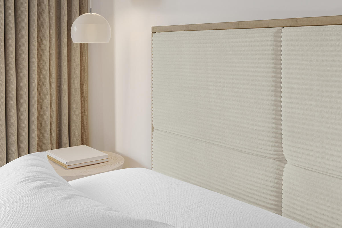 POLSTERBETT mit Bettkasten und Lattenrost, Bett mit Matratze H3/H4 - LILA 140x200 Creme - Creme, Holzwerkstoff/Textil (140/200cm) - ALTDECOR