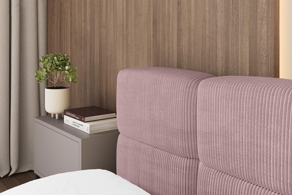 POLSTERBETT mit Bettkasten und Lattenrost, Bett mit Matratze H3/H4, Kopfteil, Boxbett, Doppelbett mit Stauraum - NATA-v1 200x200 Rosa - Rosa, Holzwerkstoff/Textil (200/200cm) - ALTDECOR