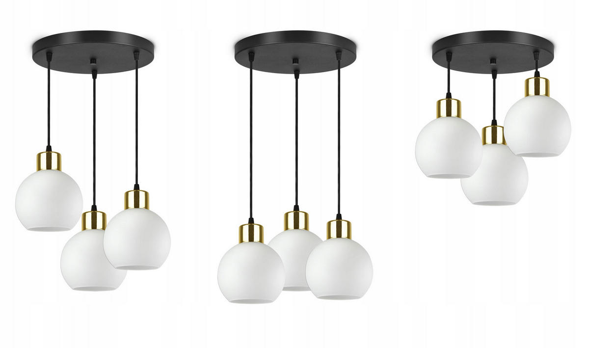 PENDELLEUCHTE Milano Glas - Goldfarben/Schwarz, Glas/Metall (35/35/80cm) - kiki design